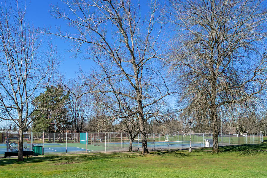 Tennis courts directly across from townhome