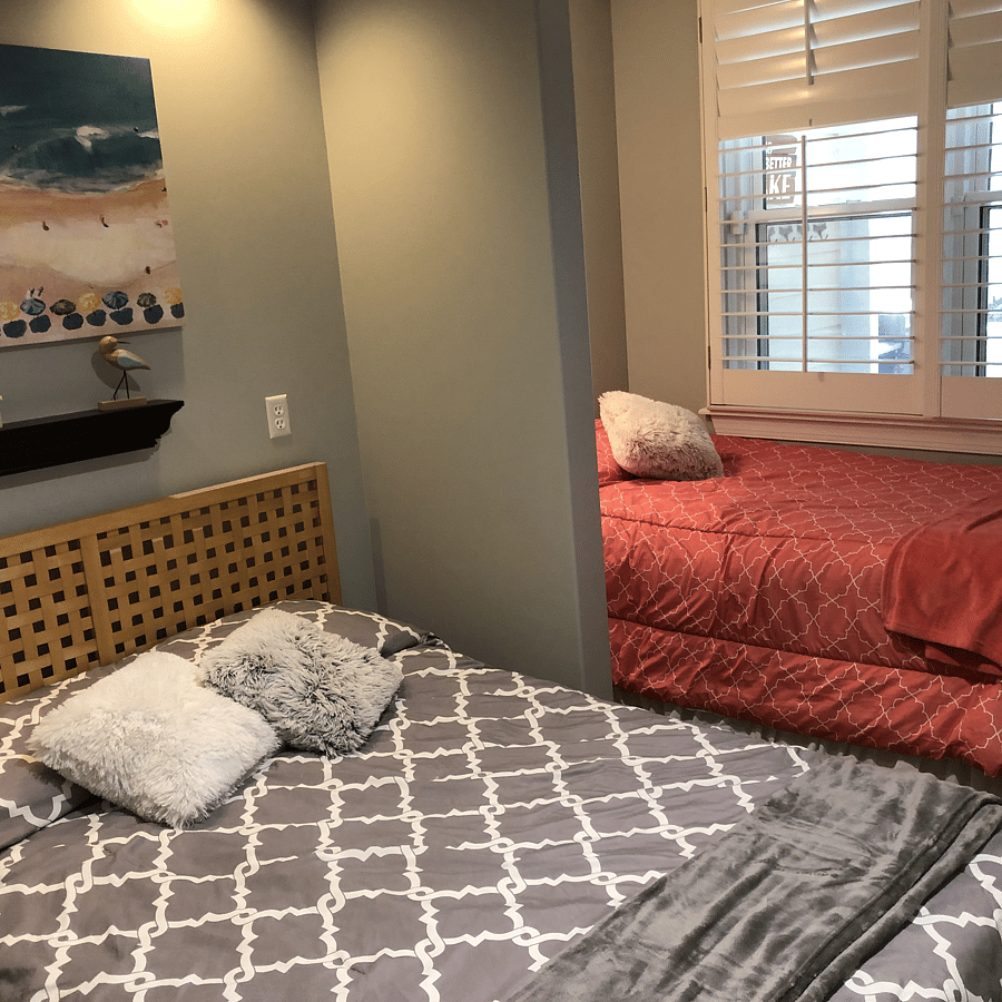 2nd bedroom with 1 full and 1 single beds and large walk-in closet