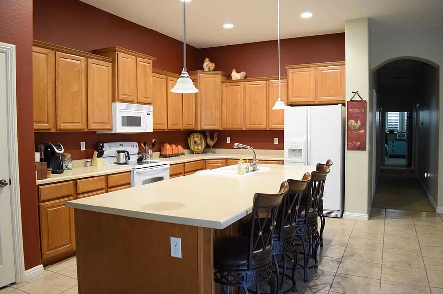 spacious kitchen and island