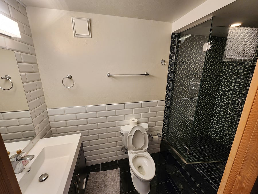 Primary bathroom in the primary bedroom