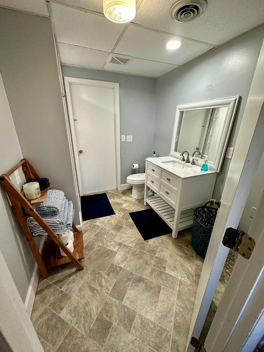 Private bathroom. Door to the garage is seen and is deadbolted on both sides for privacy. No garage access for tenants.