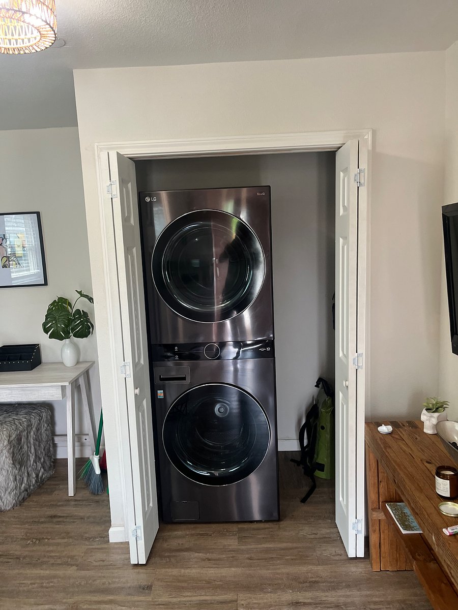 Washer and dryer closet inside the unit.