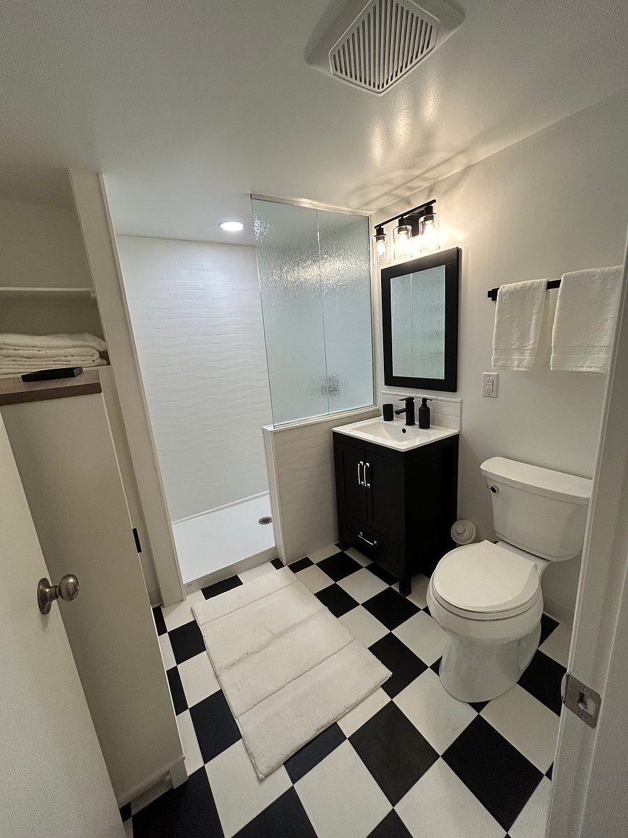 Newly renovated bathroom with walk-in shower