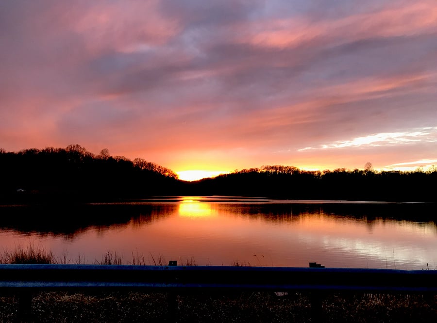 Sunset over the Lake about a 1 minute walk from the house