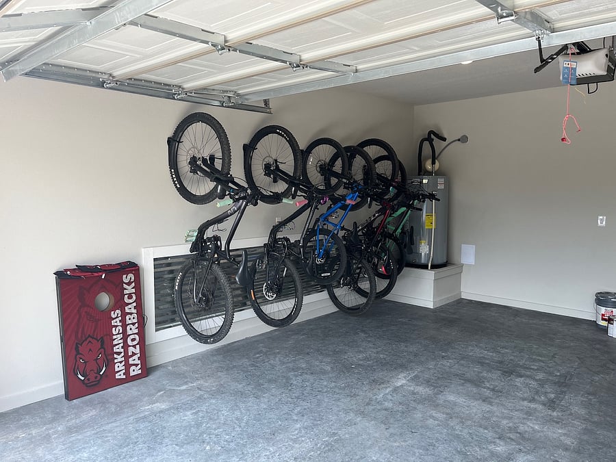 Bike racks in garage for safe storage