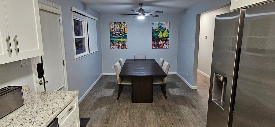 View of table from kitchen