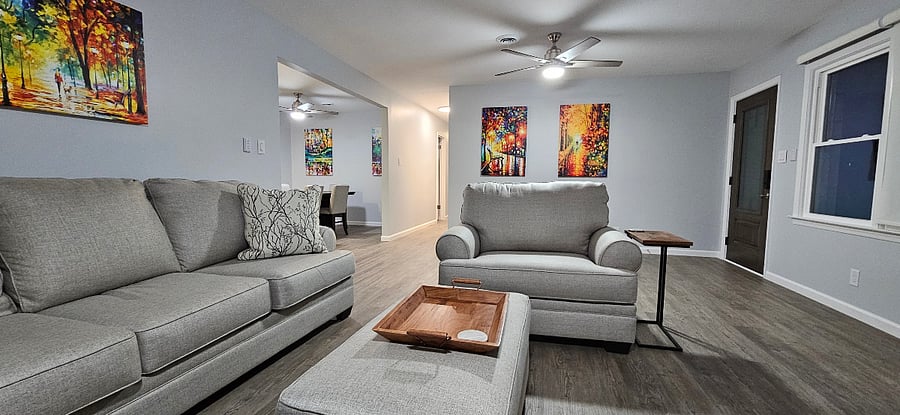 Living room - colorful abstract pictures of nature