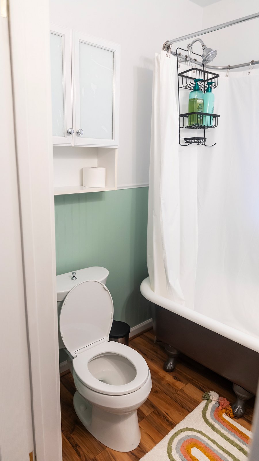 Bathroom storage available.