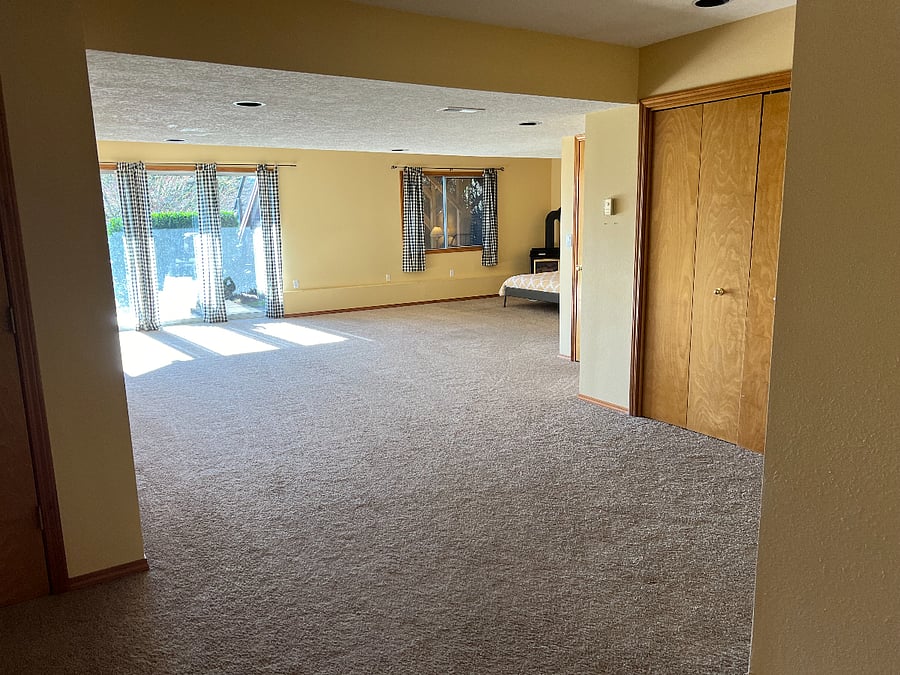 Basement open area where a ping pong table will be set up, just not in picture.  