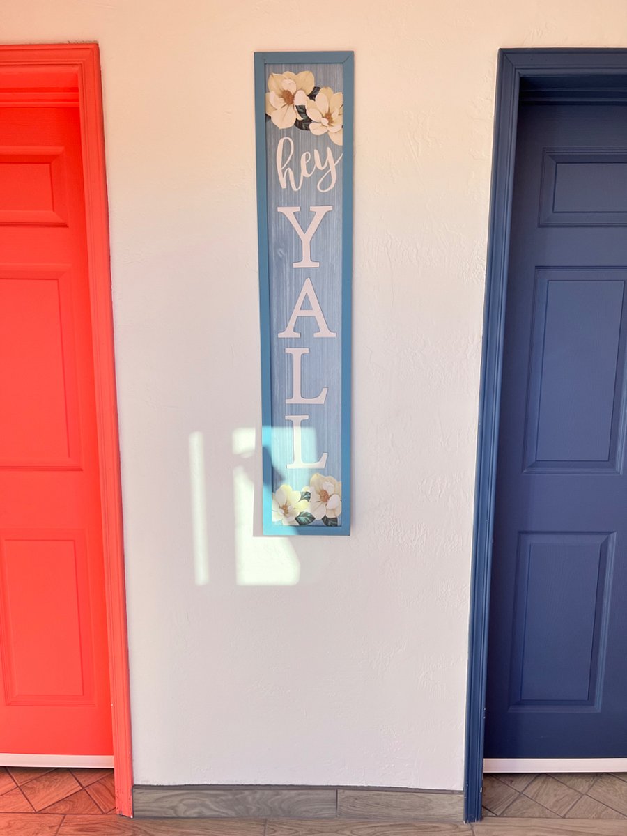What youll see once opening the main door. The peach door will be your suite.