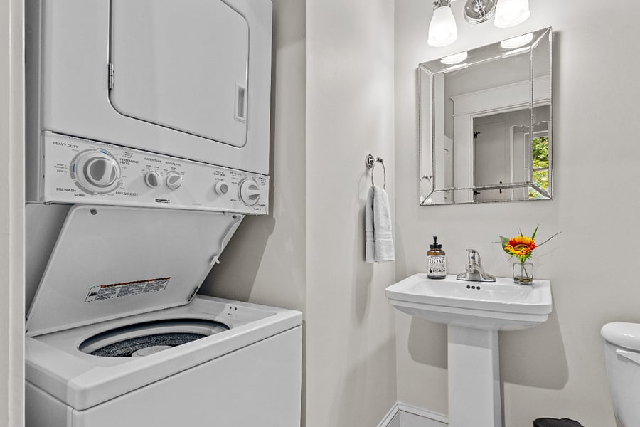 In-unit laundry located in half-bath