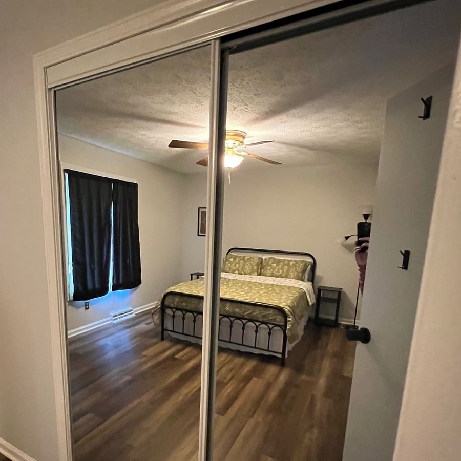 Guest Bedroom #2: features sliding glass doors on the large closet (interior the same as #1).