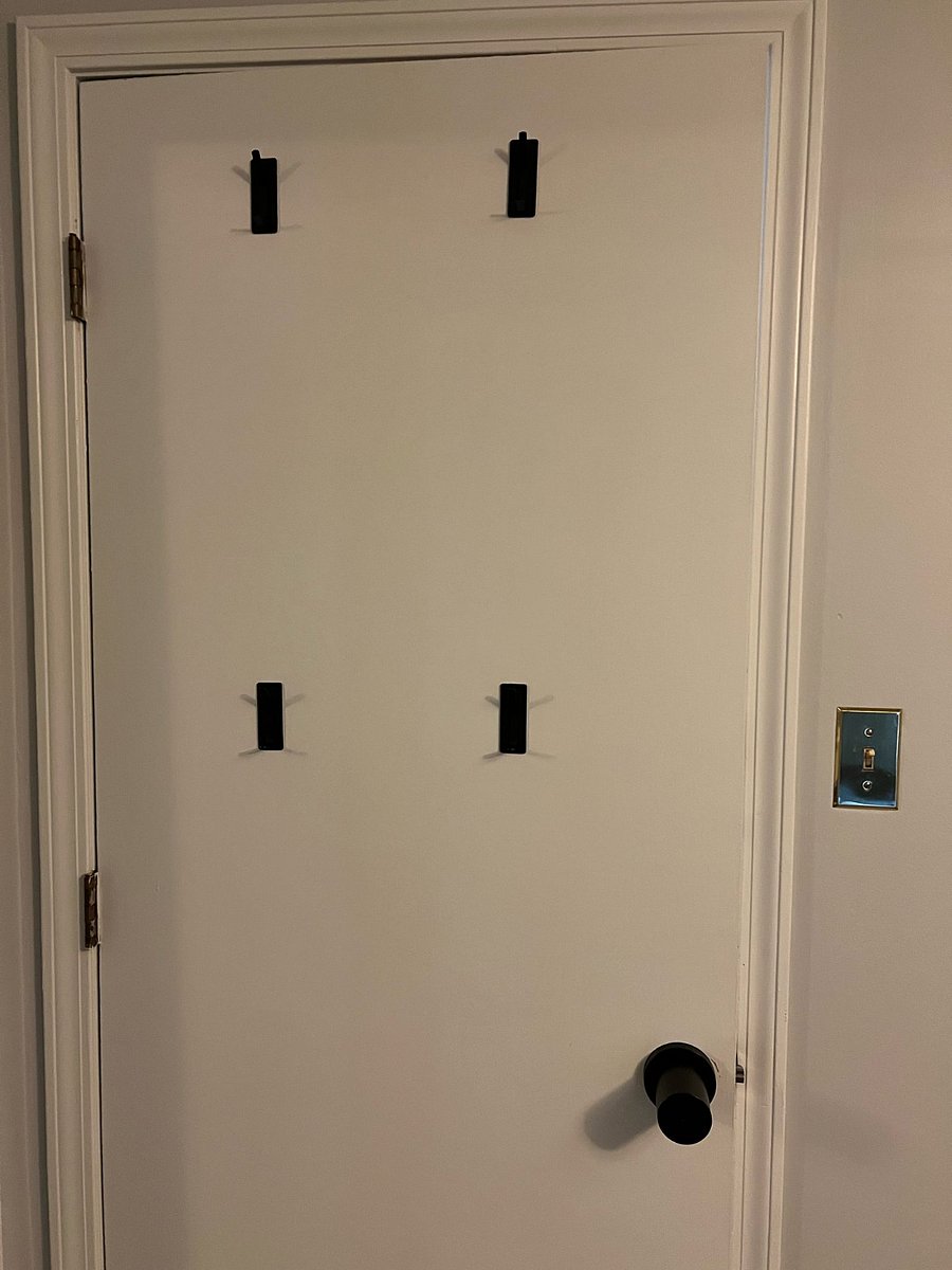 All doors have multiple hooks on the back - great for jackets, bags, or whatever you need handy!