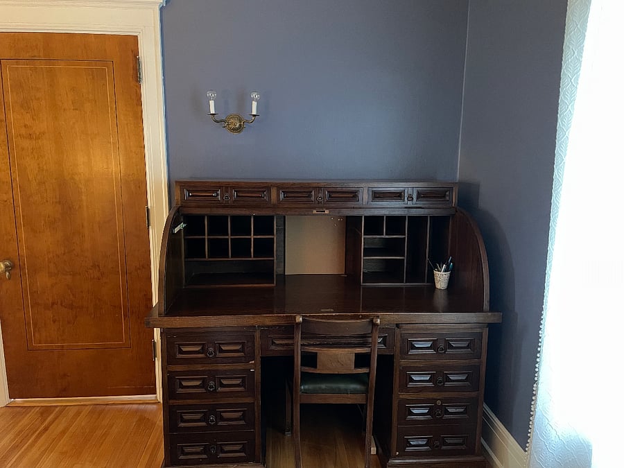 Large work desk in first floor bedroom.