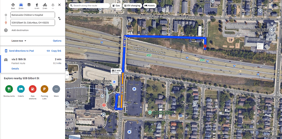 You can walk to Nationwide Children's Hospital