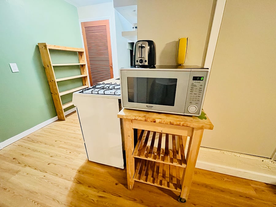 microwave and toaster, coffee maker also provided
