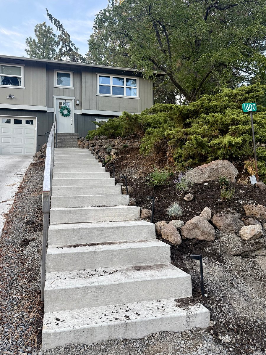 Stairs from street level to front door.