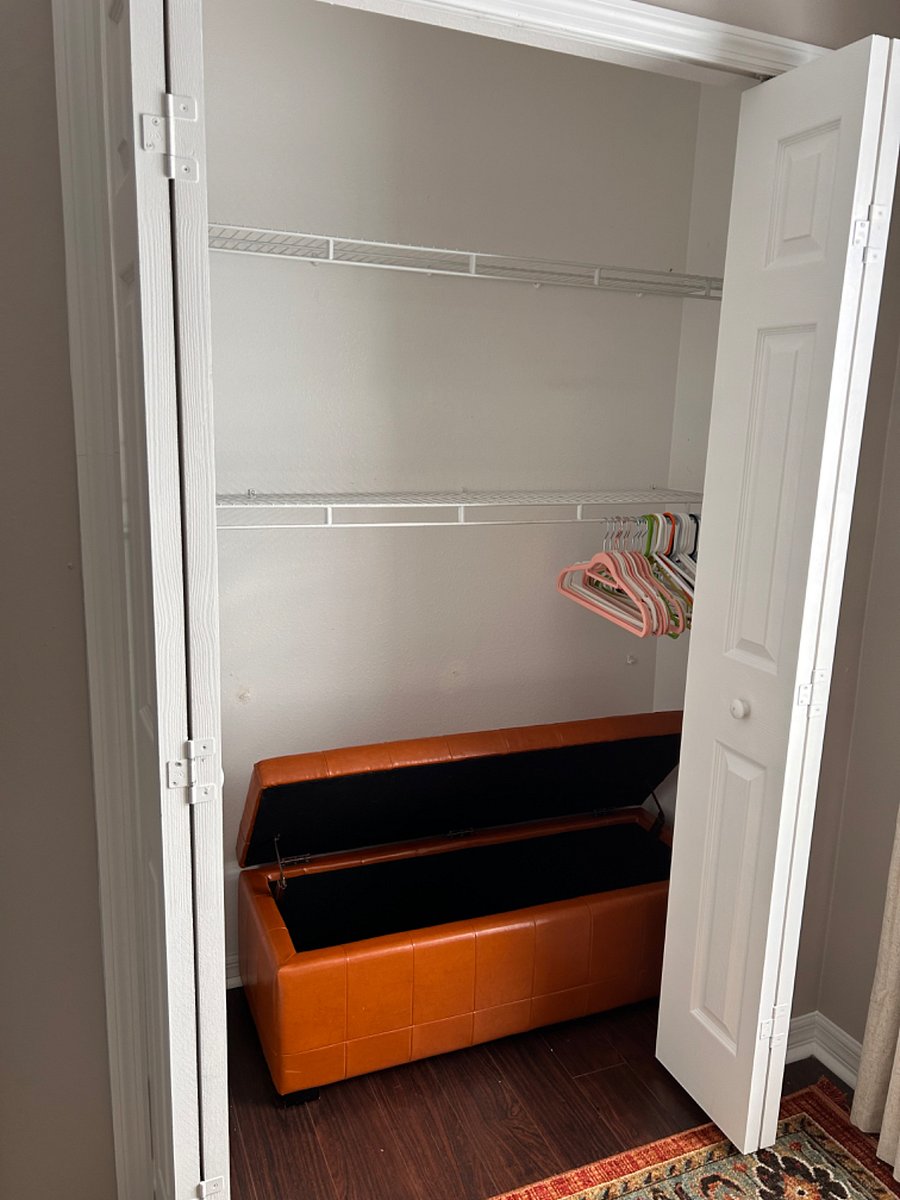 Closet with storage chest if needed