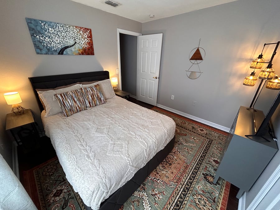 Soft, comfortable bedding with bamboo sheets and extra blankets if needed