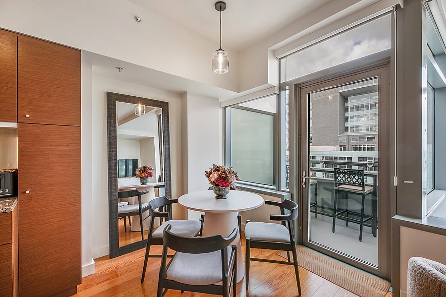 Dining table seats four