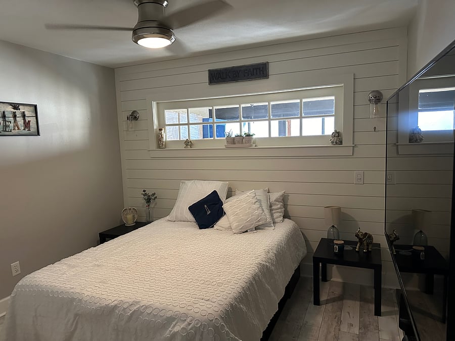 Bedroom 2 behind Barn Door - has bathroom behind barn door
