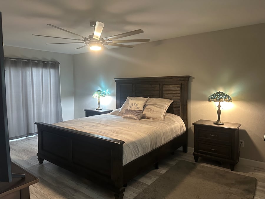 King size bed in the primary bedroomP