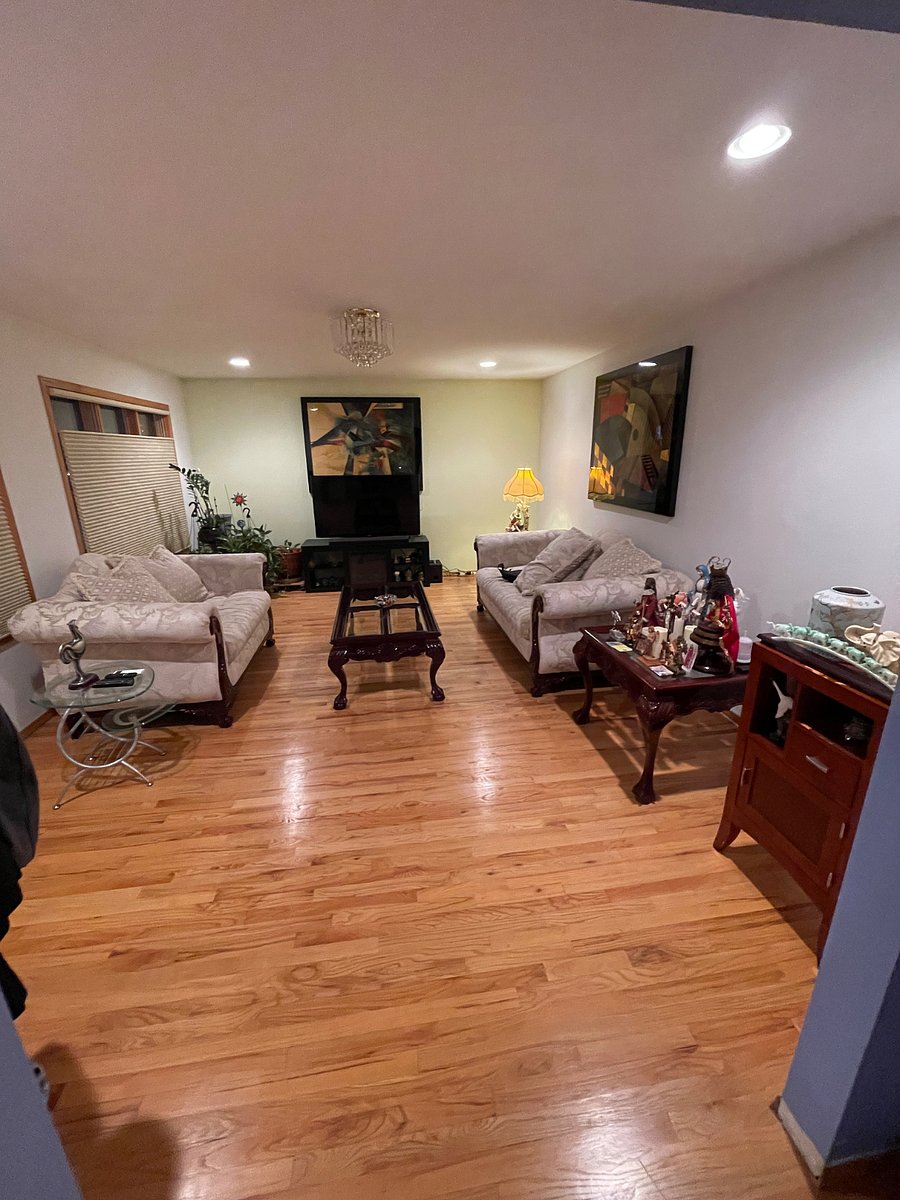 Formal Living room with electric blinds