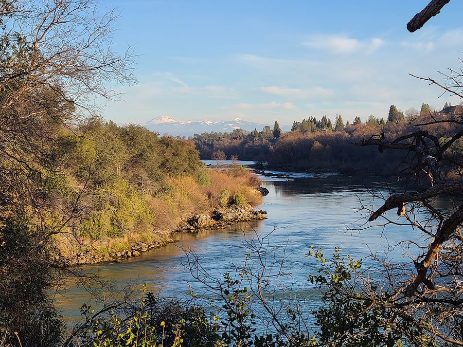 View of Mt Lassen from the Sacramento River Trail