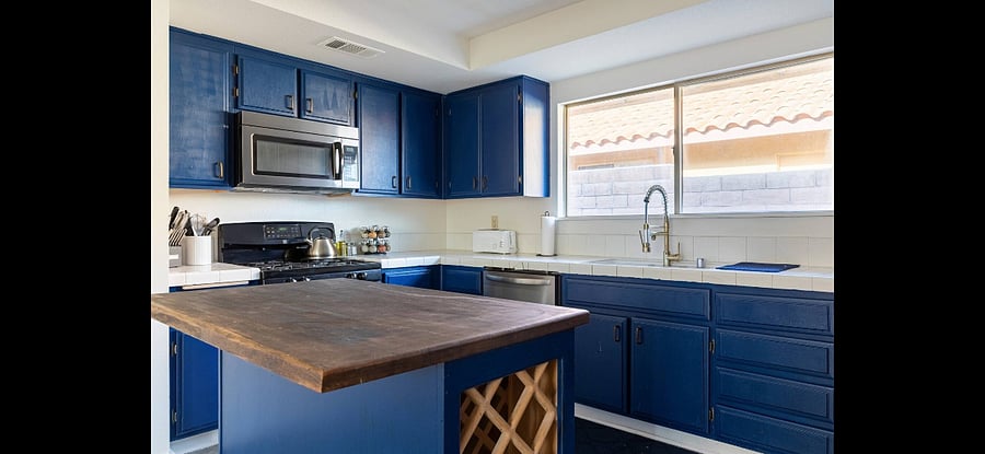Kitchen Island and wine rack.