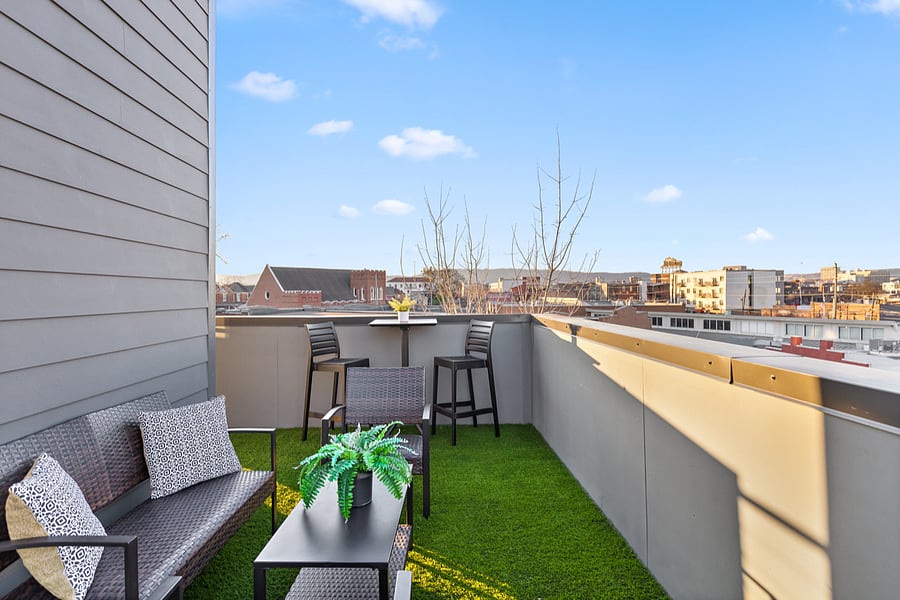 Turfed Rooftop terrace.