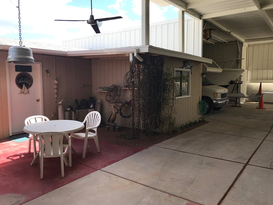 Your own covered parking, and patio