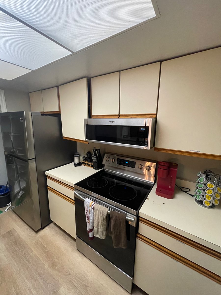 Kitchen with microwave