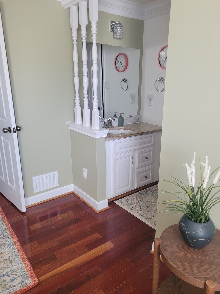 Bedroom # 1 with bathroom area and large walk-in closet. Big and roomy space.