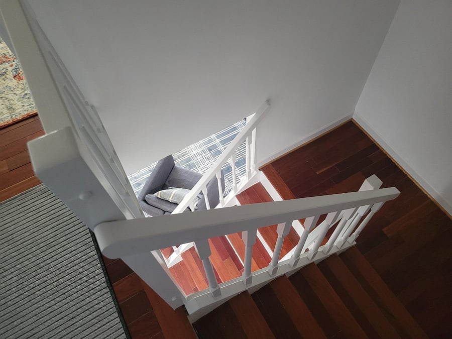 Looking down from upstairs hall.