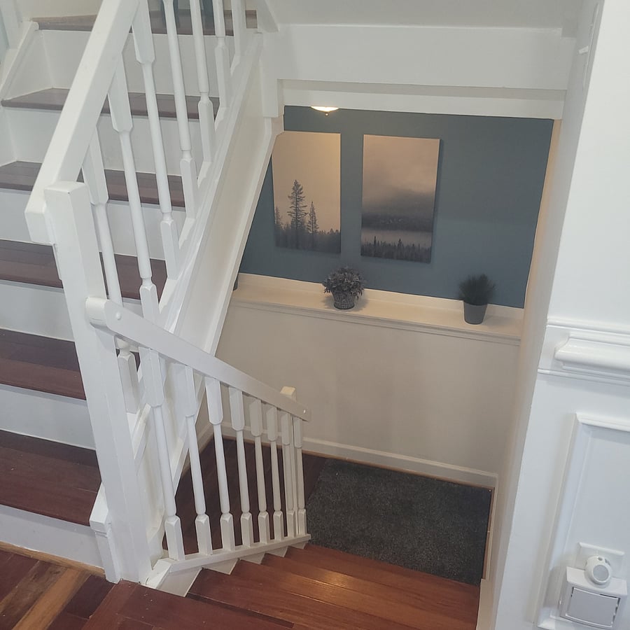 Stairs down to basement area.