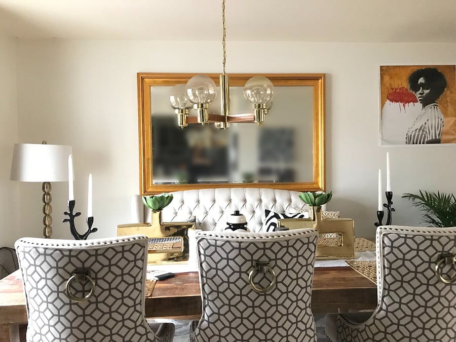 Eight person dining room table.