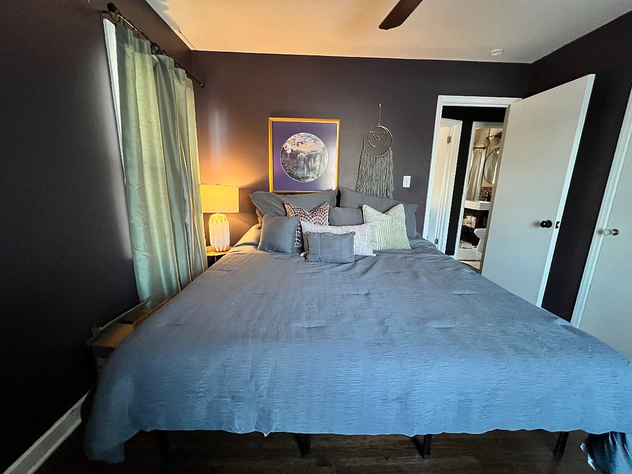 Your bedroom view 1. King size bed with plush linens.
