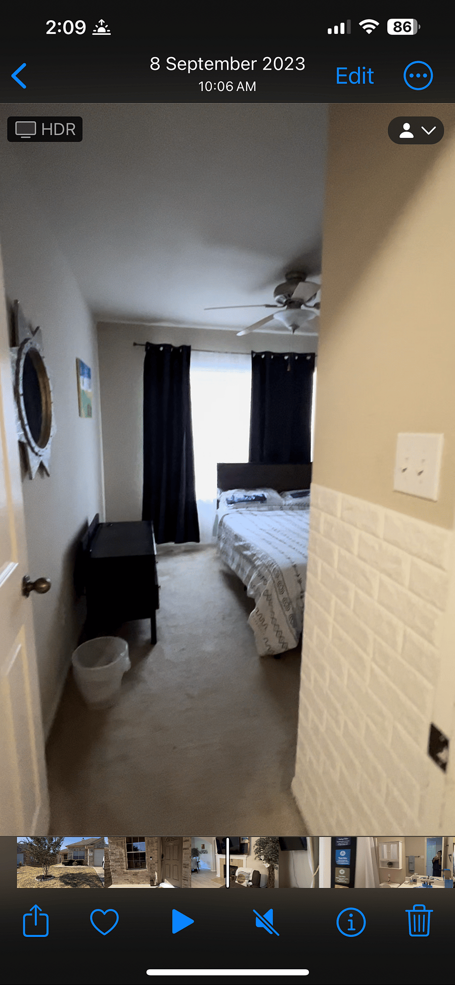 Bedroom with queen bed.