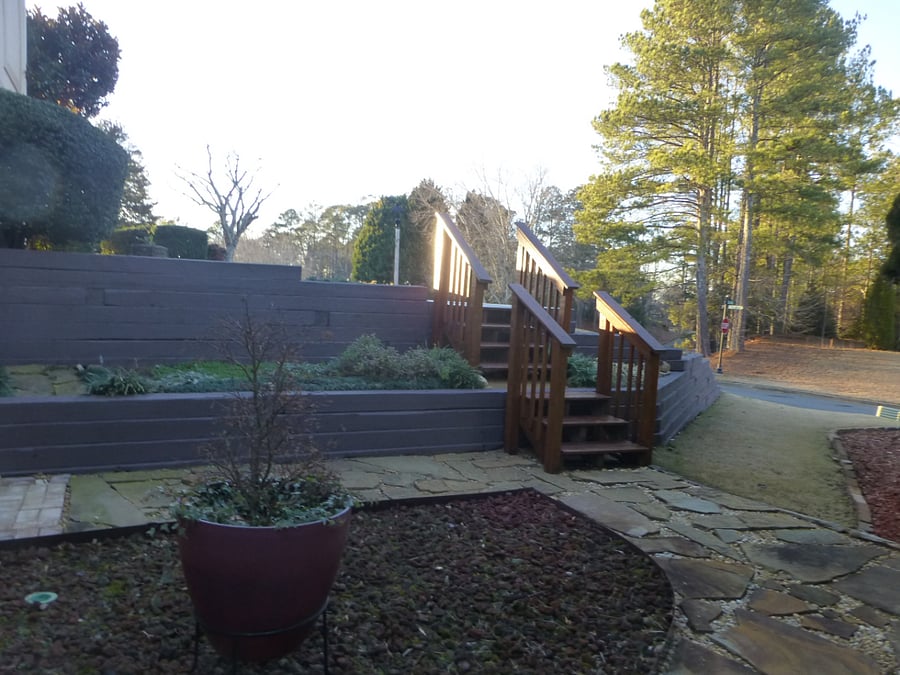 Steps from driveway to path for patio
