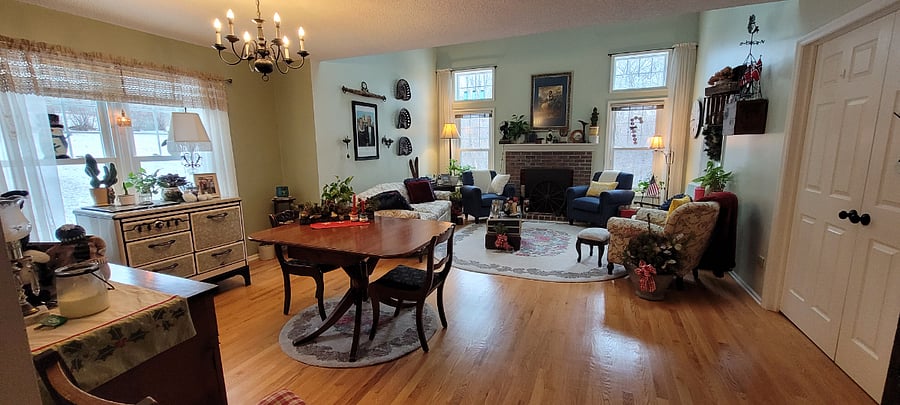 Shared dining and living room
