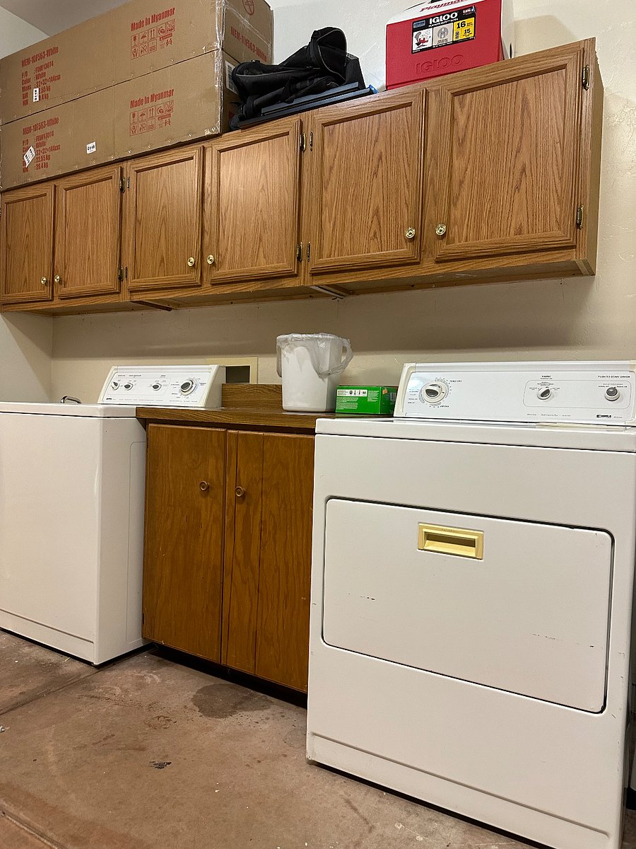 Laundry located in garage.