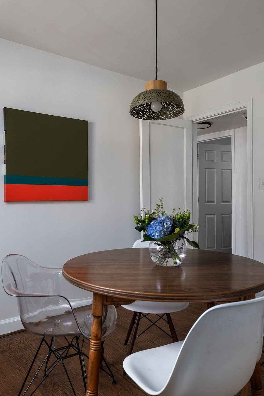 Dining room off of kitchen ready to share a meal, play a game or enjoy a good conversation