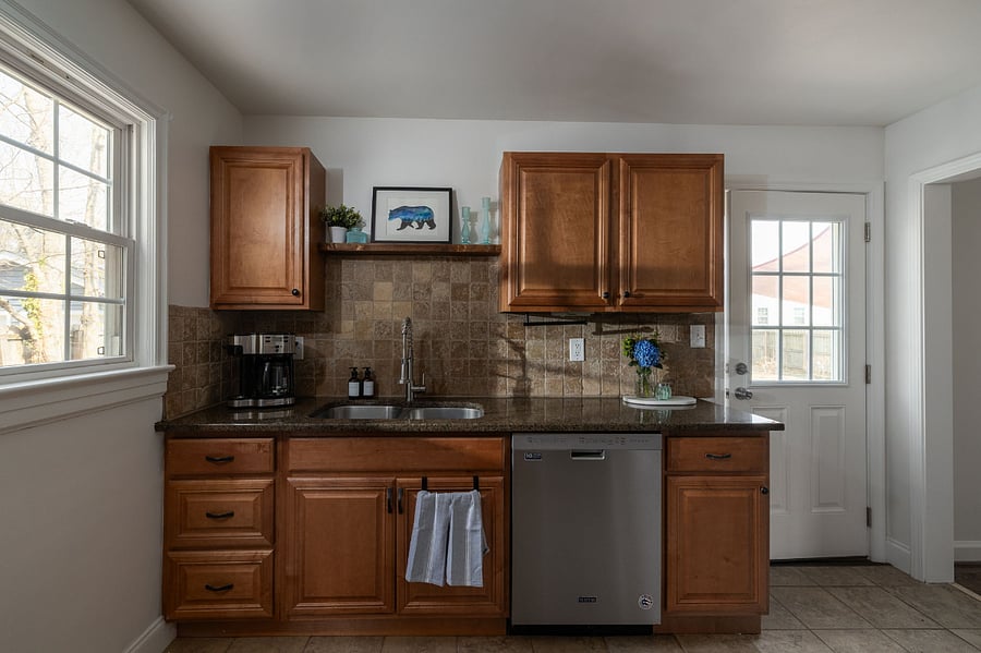 Full kitchen with dishwasher, oven, microwave, individual and full pot coffee maker plus all the necessities to make a delicious meal
