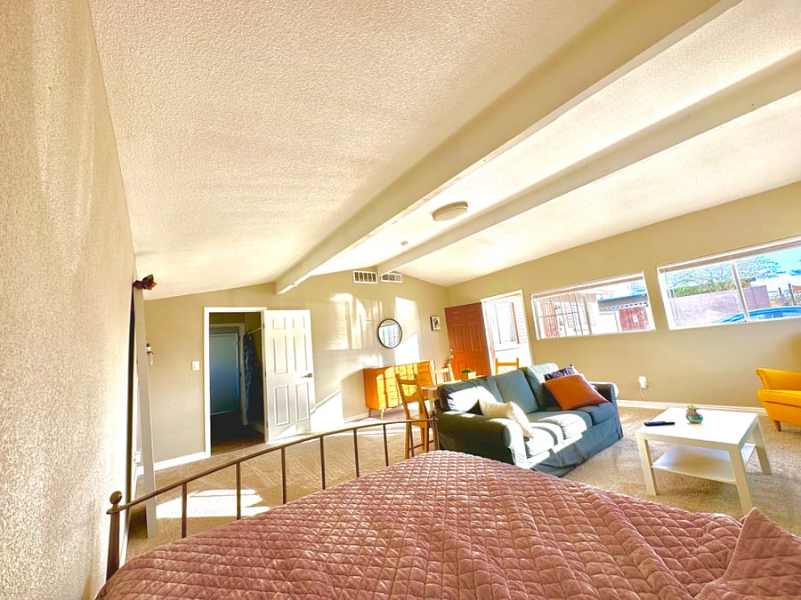 Living space is entirely private, with its own private entrance and parking. The private living space unit consists of the studio, attached bathroom and kitchen.