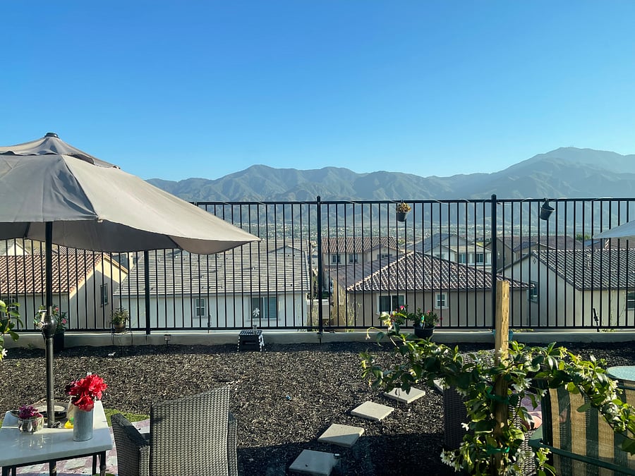 Backyard with mountain views