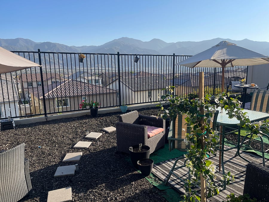 Backyard with mountain views