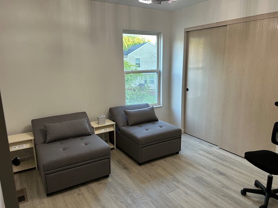 These chairs convert to twin beds. In the meantime they can be gaming chairs for playing games on your own laptop on top the desk. Or in the upright position for a sitting room or reading.