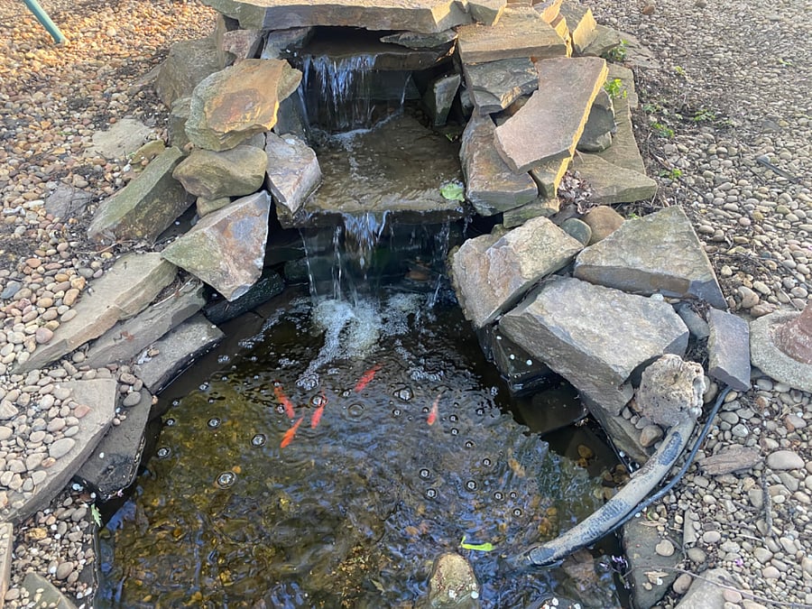 Exterior pond/Two tier waterfall fountain.