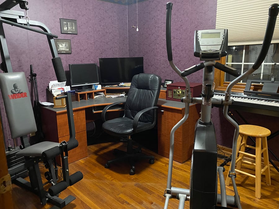 Your office/workout room with new TV.