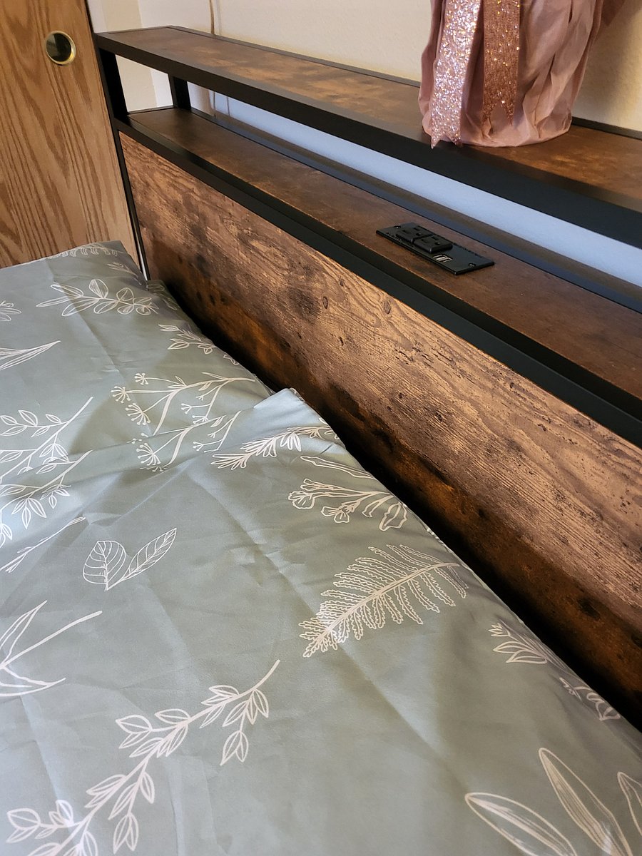 Headboard with charging station.